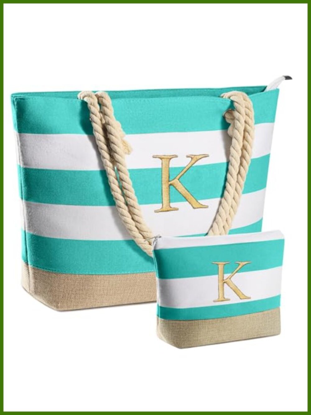 Canvas Beach Tote Travel Bag Waterproof Large Capacity Zip